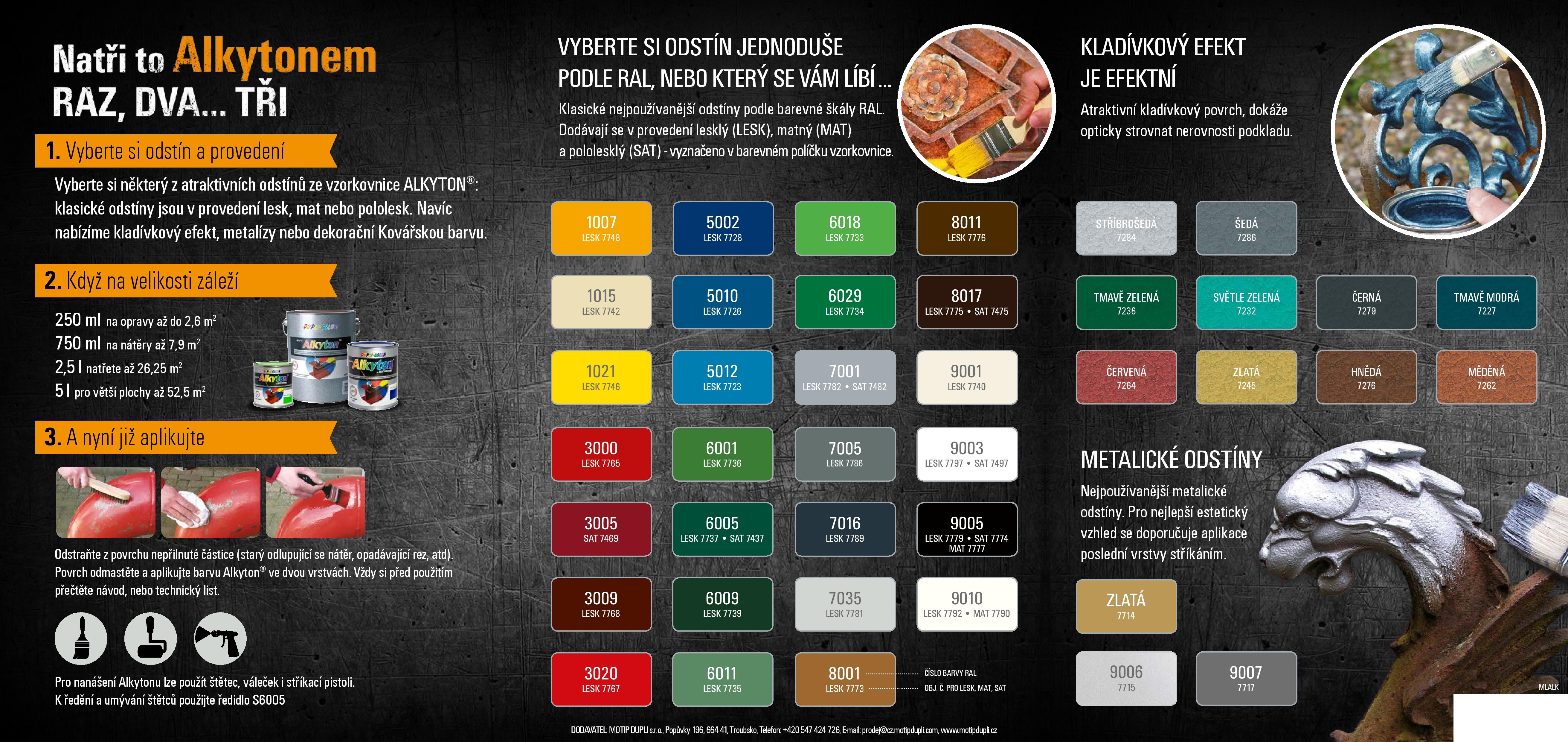 Alkyton samozákladový email nátěr na rezavý kov RAL 9007 pololesk 750 ml