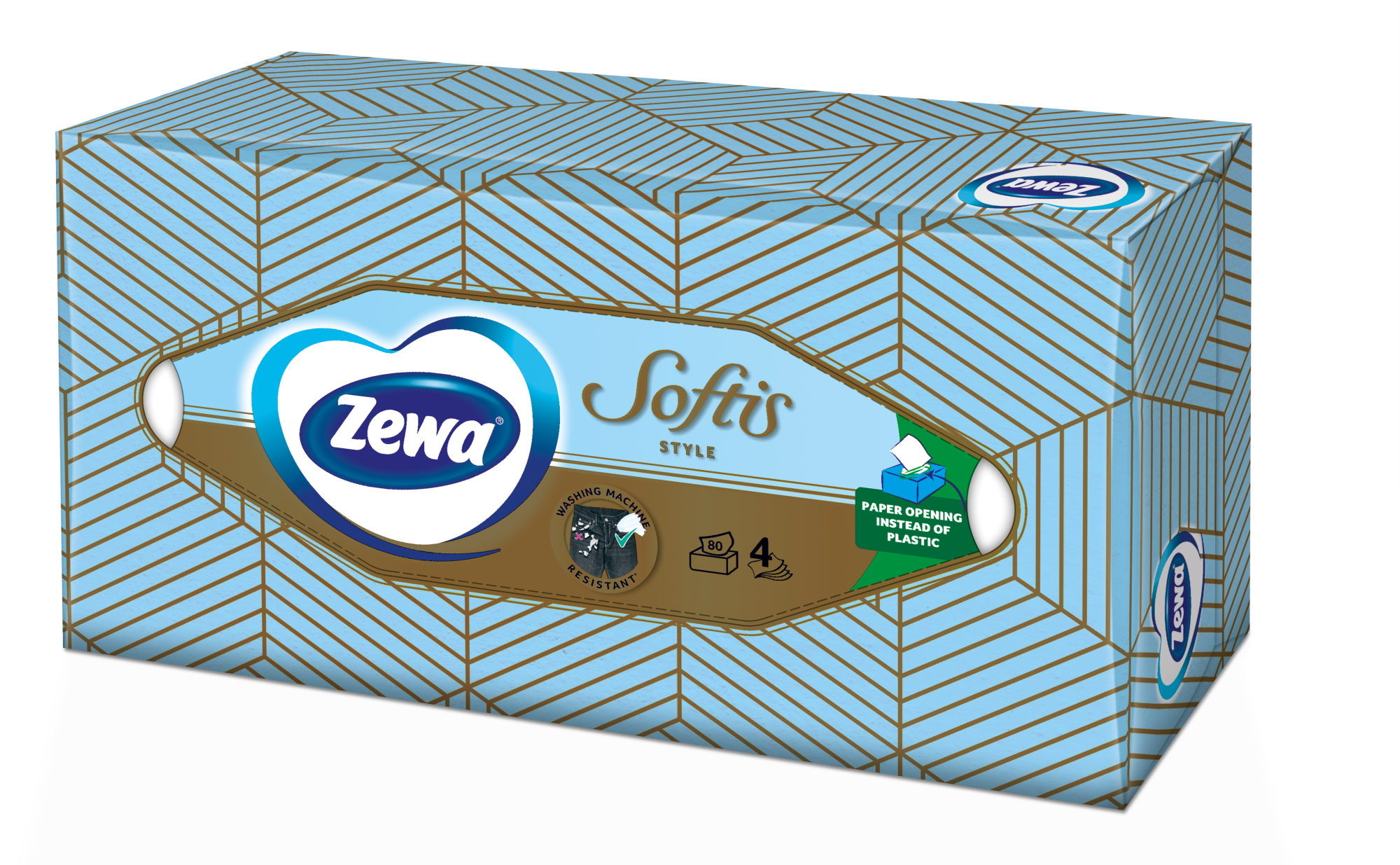 Zewa papírové kapesníky 4 vrstvé Softis Soft Sensitive 80 ks