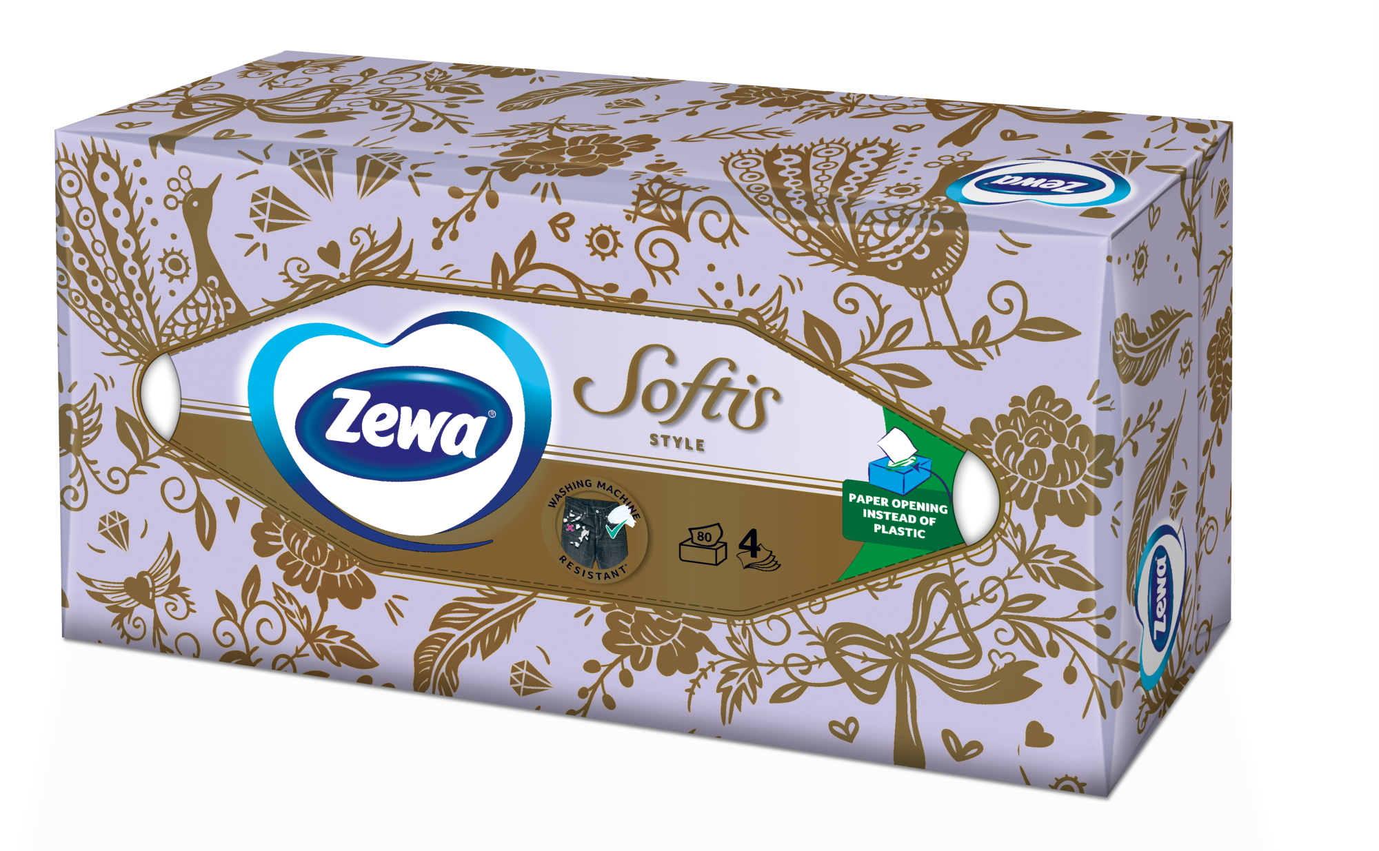 Zewa papírové kapesníky 4 vrstvé Softis Soft Sensitive 80 ks