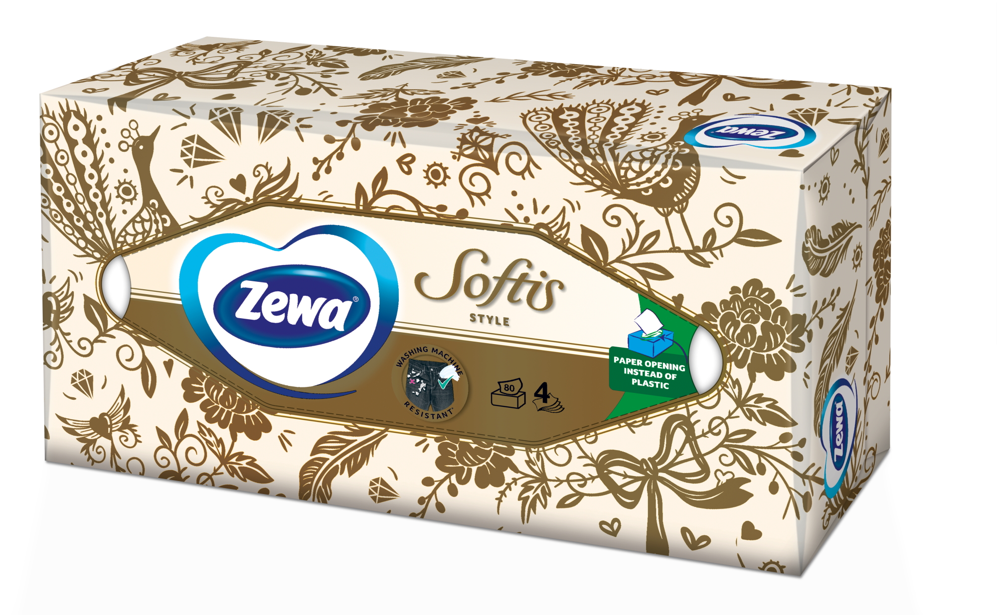 Zewa papírové kapesníky 4 vrstvé Softis Soft Sensitive 80 ks