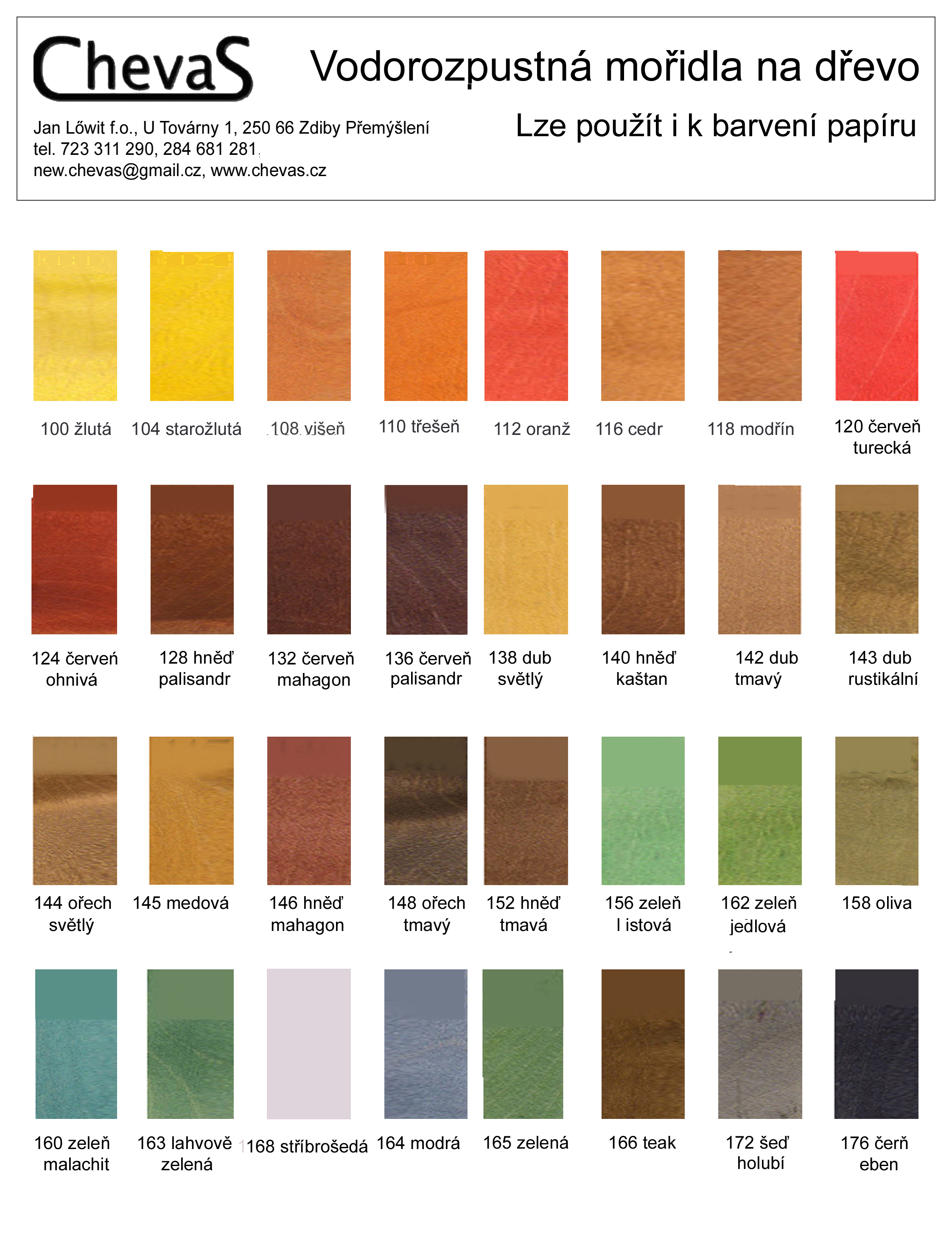 Chevas vodourozpustné mořidlo na dřevo a papír cedr (116) 40 g