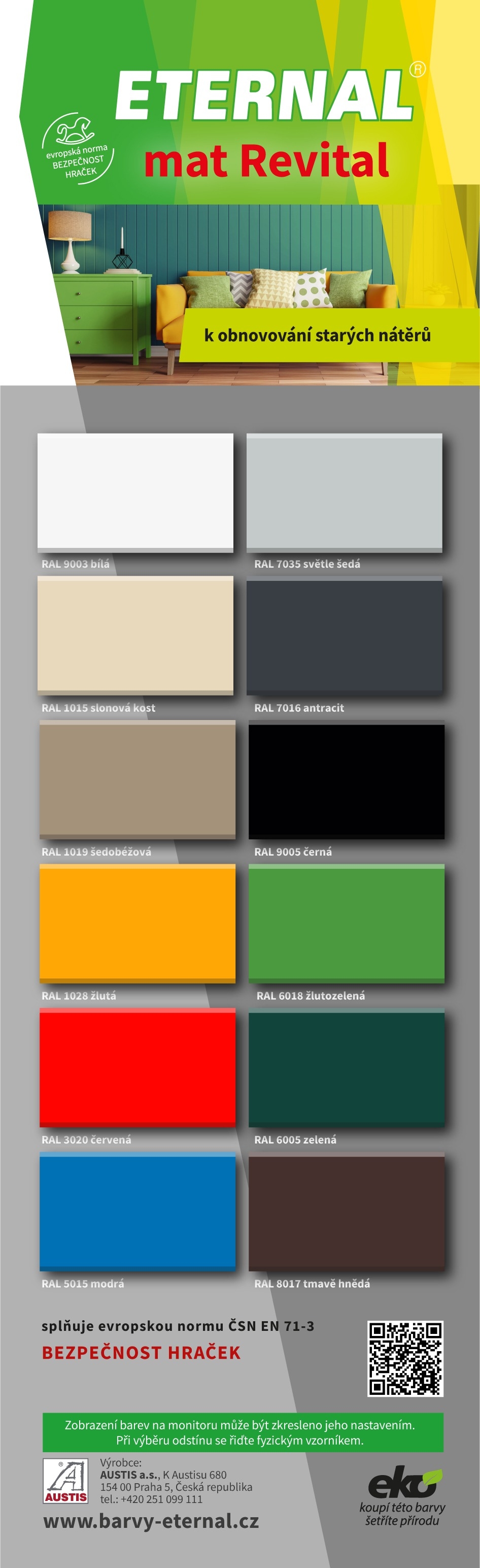 Eternal vodou ředitelná barva Mat Revital bílá (RAL 9003) 700 g