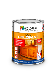 Colorlak nitrocelulózový matný lak na dřevěný nábytek Celomat C1038 bezbarvý mat 3,5 l
