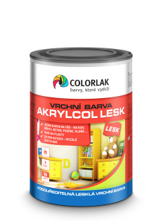 Colorlak vodouředitelná lesklá vrchní barva Akrylcol Lesk V2046 černá (C 1999) 0,6 l