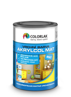 Colorlak vodouředitelná matná vrchní barva Akrylcol Mat V2045 černá (C 1999) 0,6 l