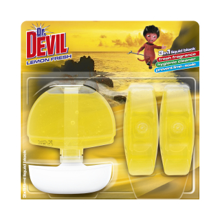 Dr. Devil tekutý blok do WC Lemon Fresh 3x55 ml