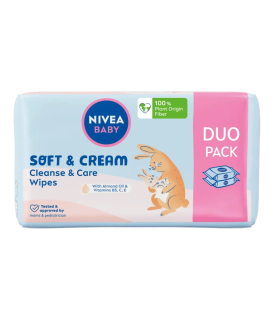 Nivea čisticí a pečující vlhčené ubrousky Baby Soft Cream Duo Pack 2x57 ks