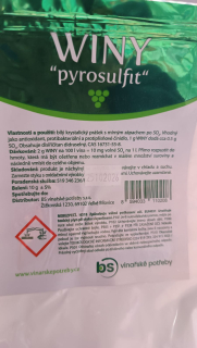 Winy disiřičitan draselný pro potraviny, konzervant E 224, 10 g