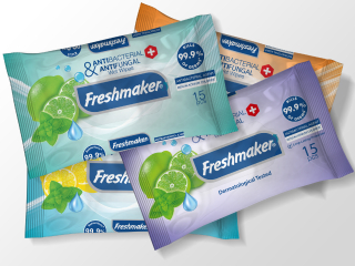 Freshmaker antibakteriální vlhčené ubrousky s růžovou vodou Hand Hygiene 15 ks