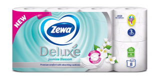 Zewa toaletní papír 3 vrstvý Deluxe Jasmine Blossom 150 útržků 8 ks