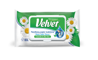 Velvet vlhčený toaletní papír Camomile Aloe Vera 42 ks